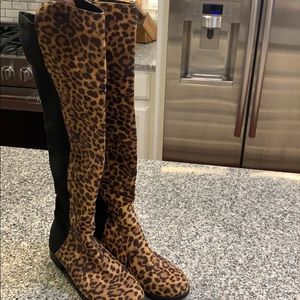 Leopard over the knee boots
